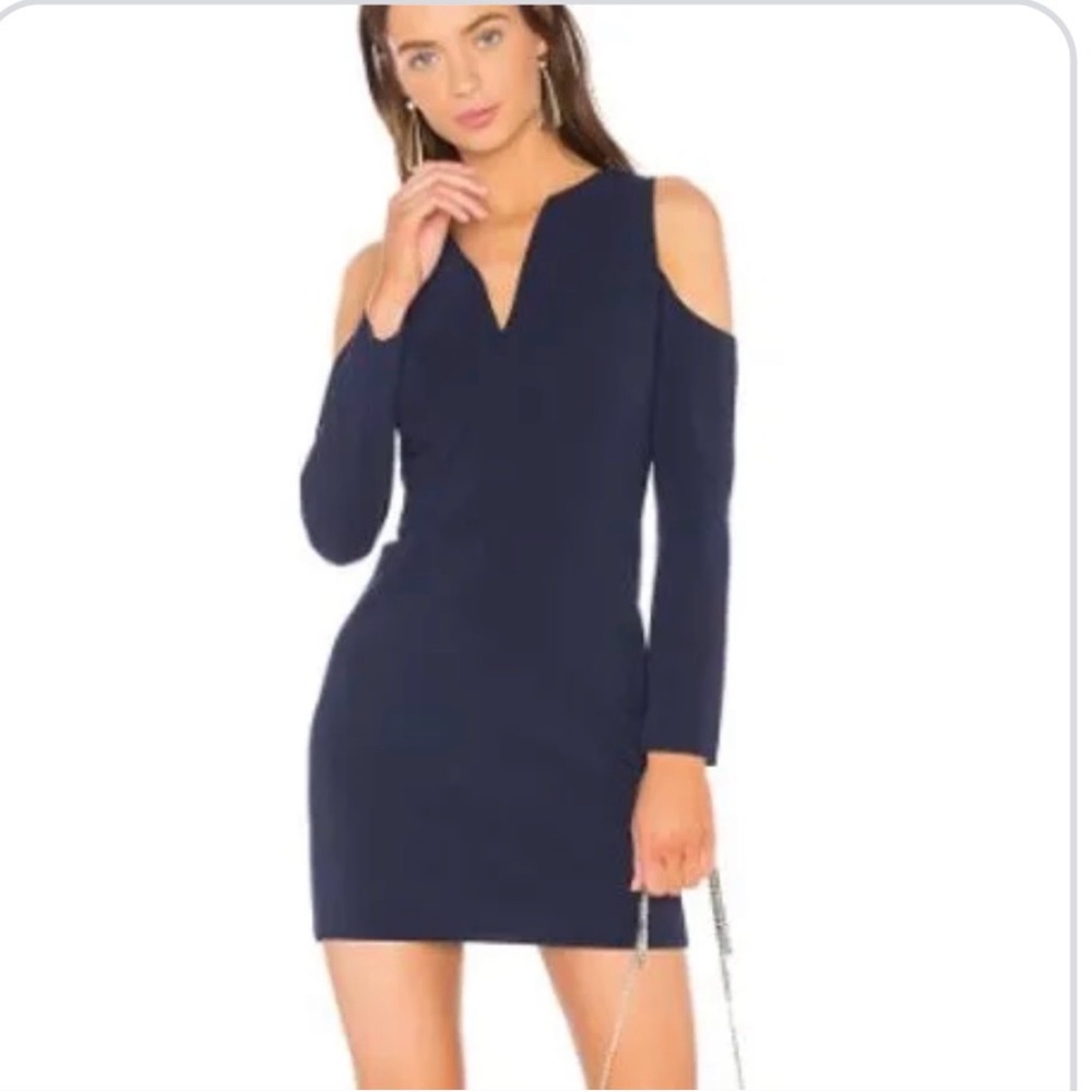 NWT Alice + Olivia Navy Cut-out Shoulder Long Sleeve Dress